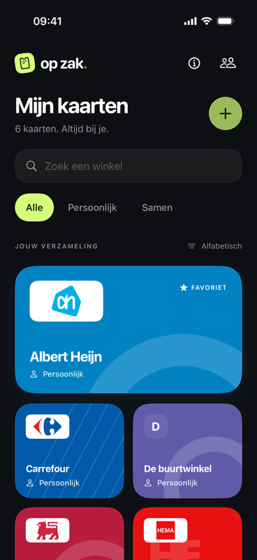 Op zak: overzicht van klantenkaarten met voorbeeldkaarten